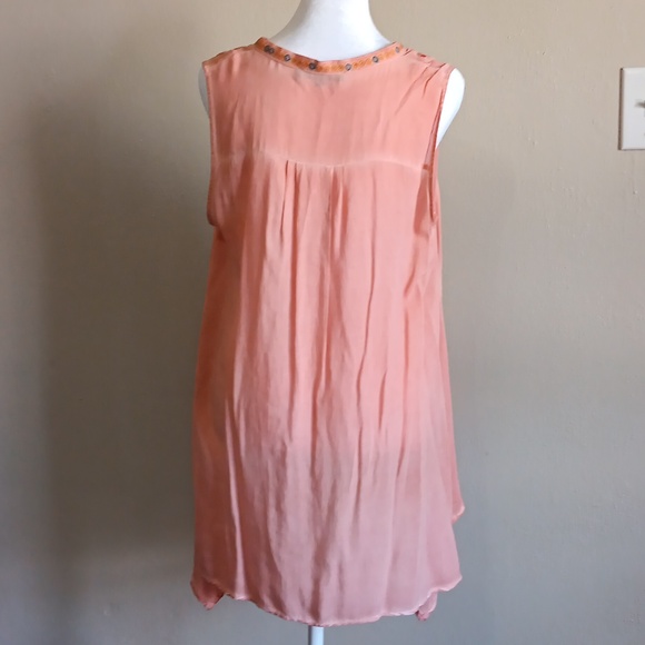 ANDREE BY UNIT Floral Embroidered Peach Tunic Top? Boho Lightweight Summer - Picture 4 of 9